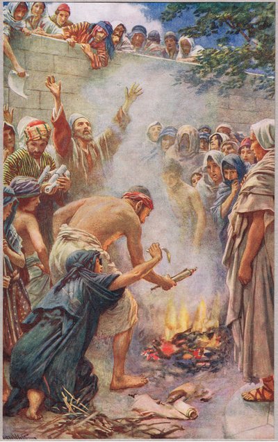 Burning the Books by Harold Copping